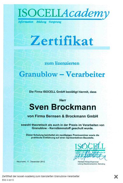 Zertifikat der-Isocell-Academy-zum-lizenzierten-Granublow-Verarbeiter